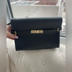 GENUINE LEATHER BLACK SHOULDER BAG